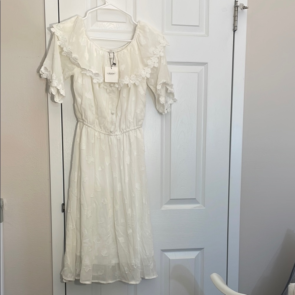 White Lace Midi Dress